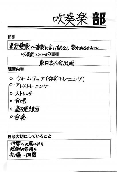 吹奏楽目標